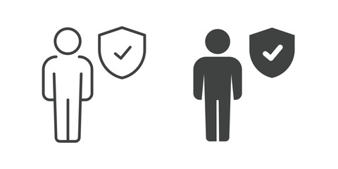 Personal security icon. Line and glyph solid icon. Editable stroke and Perfect pixel isolated on white background. Vector illustration