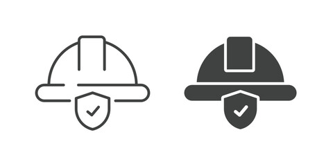 Safety helmet icon. Line and glyph solid icon. Editable stroke and Perfect pixel isolated on white background. Vector illustration