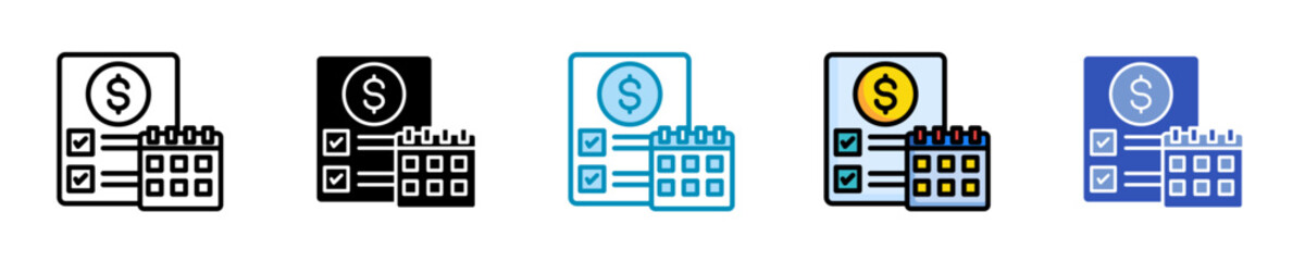 Multi-Year Budget  Icon Set Multiple Style Collection