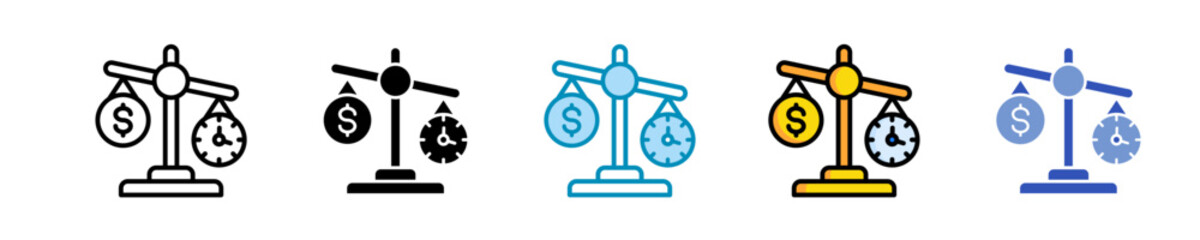 Cost-Benefit Analysis  Icon Set Multiple Style Collection