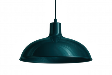 Modern teal hanging lamp isolated on transparent background, perfect for interior design projects