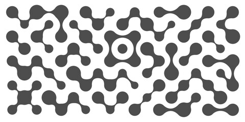 Modern tech abstract metaball shapes set. Scientific design elements, figures molecule logo, sign, icon, morph, molecular structure, scientific network template, chemical grid, liquid spotted, vector