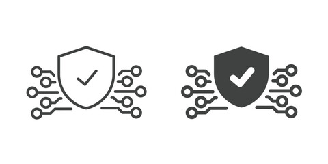 Cybersecurity icon. Line and glyph solid icon. Editable stroke and Perfect pixel isolated on white background. Vector illustration