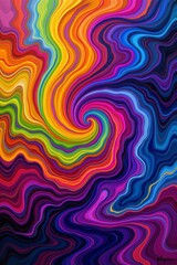 The image features a vivid, swirling pattern composed of vibrant, rainbow like colors that blend seamlessly into each other