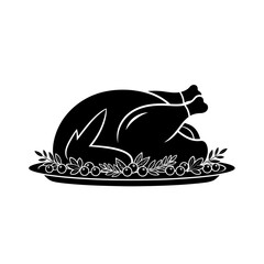 Vector art of black silhouette of a roasted turkey on a platter, , perfect for thanksgiving or holidaythemed designs