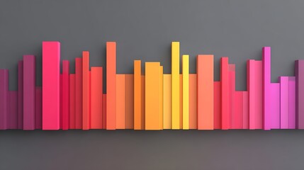 Glossy 3D histogram bars in bright tones with sharp clean edges