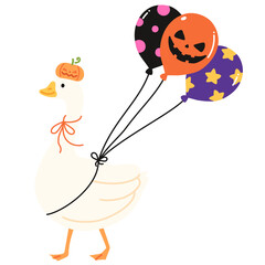Halloween Goose with Halloween Balloons Illustration