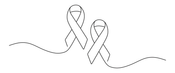 Continuous line art of a ribbon as a form of support for people with HIV or AIDS with curved and twisted lines. International AIDS Day. Vector illustration