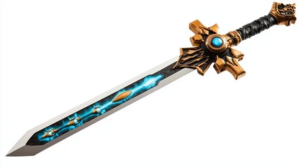 Cosmic energy sword isolated on white background