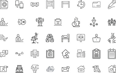 Fototapeta premium Business and Office Vector Line Icons Set – Communication, Remote Work, Productivity, Finance (EPS)