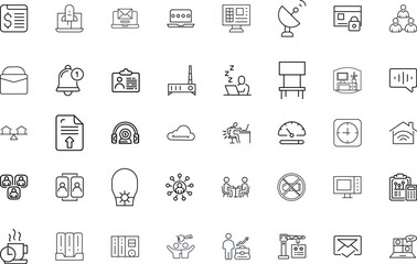 Business and Technology Vector Line Icons Set &ndash; Office, Communication, Cloud, Productivity, Security (EPS