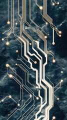 Abstract circuit board design on dark background