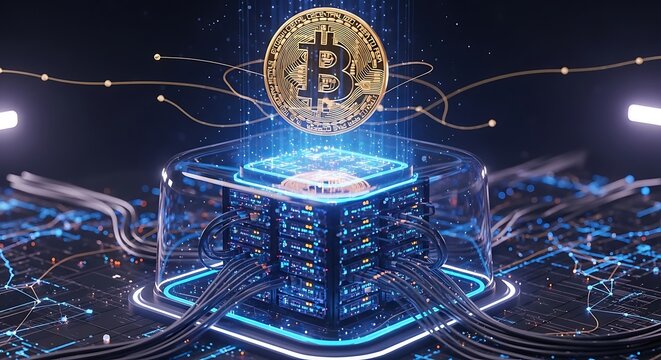Bitcoin Mining Technology - Digital Currency and Blockchain Innovation.