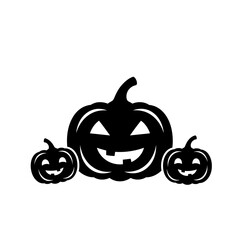 Vector art of silhouette of three pumpkins, perfect for halloween decorations and spooky season designs with a fun, festive feel