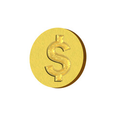 Obraz premium 3D Gold dollar coin icon.