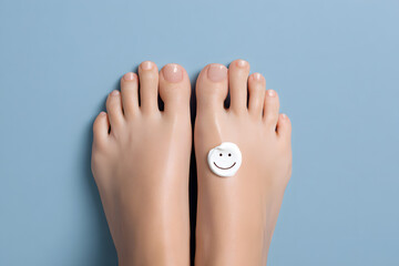 legs on blue background with cream