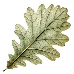 Fototapeta premium Sessile Oak Leaf Classic European Foliage with Rich Green Shade and Graceful Lobed Form Captured on Pure White Background Highlighting Heritage Woodland Beauty and Minimal Natural Elegance
