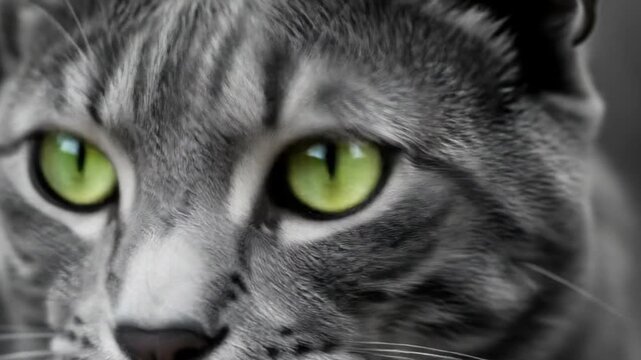 Hypnotic Cat Gaze: A Mesmerizing Display of Emerald Eyes and Feline Charm
