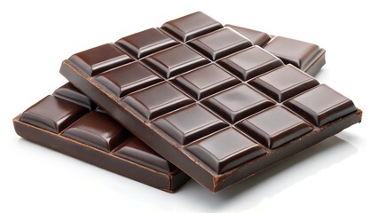 Dark chocolate bar isolated on white background
