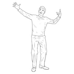 Stage and Film Actor Lineart – Actor Vector Illustration with Refined Dramatic Form – Actor Drawing – Line Art Drawing of Actor – Actor Icon