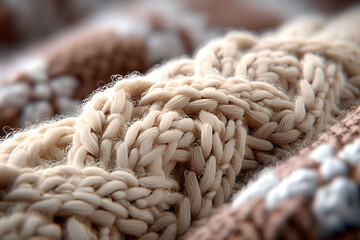 Obraz premium Close-Up of Braided Yarn Pattern in Soft Neutral Tones for Textile Design