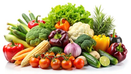 Collection of fresh vegetables isolated on white background