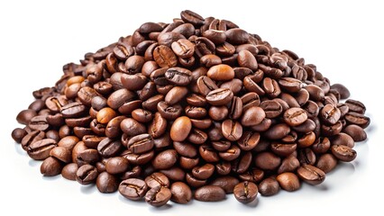 Fototapeta premium Pile of roasted coffee beans isolated on white background