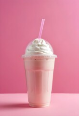milkshake with a pink background mock up