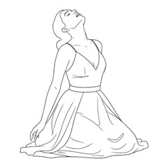 Elegant Actress Lineart – Actress Vector Outline Drawing with Defined Style – Actress Drawing – Vector of Actress – Actress Outline