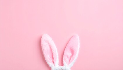 Pink Easter bunny ears on pastel background