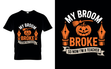 Halloween T-shirt Design with Ghosts, Pumpkins and Spooky Elements Vector isolated on white background.