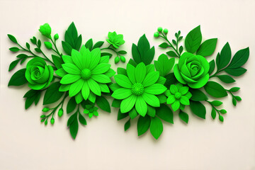 Vibrant green floral arrangement artificial flowers lush foliage lush greenery elegant display decorative accent white background