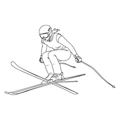 Balanced Alpine Skier Lineart – Alpine Skier Vector Outline Drawing with Smooth Skiing Details – Alpine Skier Drawing – Vector of Alpine Skier – Alpine Skier Outline