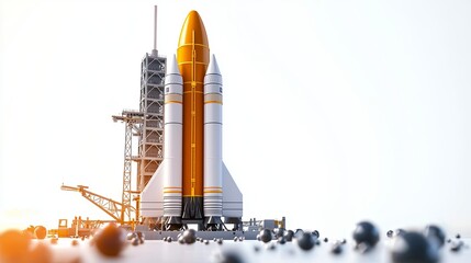 Obraz premium Rocket launch pad isolated on white background