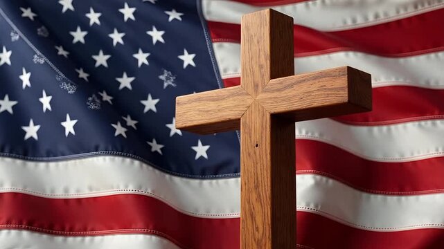 American Patriotism Animation Christian Faith Symbolism USA Flag Waving Freedom Hope Religion Spirituality National Identity Memorial Day Celebration - Powered by Adobe