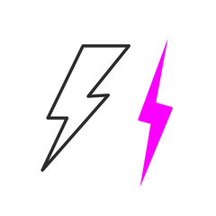 Two lightning bolts one outline one pink