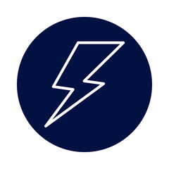Simple white lightning bolt icon on dark blue circle