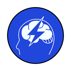 Brainstorming idea lightning bolt inside head