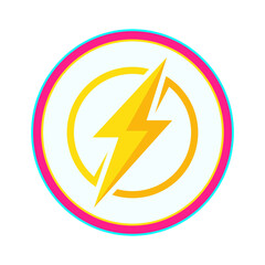 Bright yellow lightning bolt inside a circle