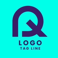 Obraz premium Modern abstract purple letter r logo on teal background