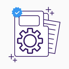 Document with gear and checkmark icon