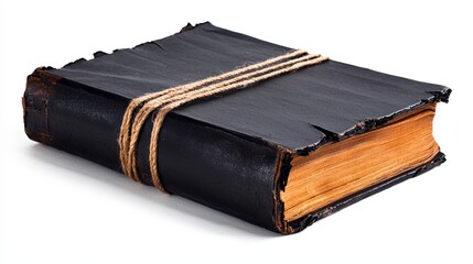 Cursed black spellbook isolated on white background