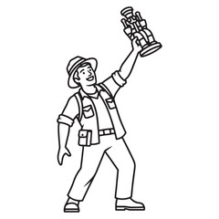 Cultural History Archaeologist Lineart – Archaeologist Vector Illustration with Academic Clarity – Archaeologist Drawing – Line Art Drawing of Archaeologist – Archaeologist Icon