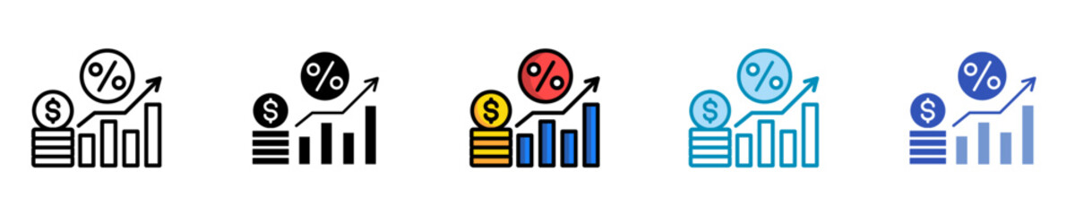 Gross Pay  Icon Set Multiple Style Collection