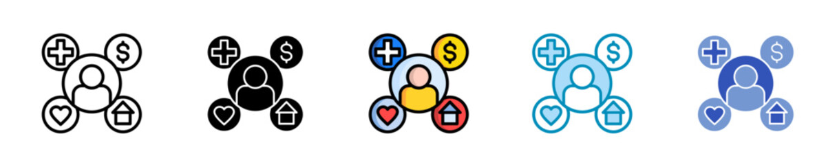 Employee Benefits  Icon Set Multiple Style Collection