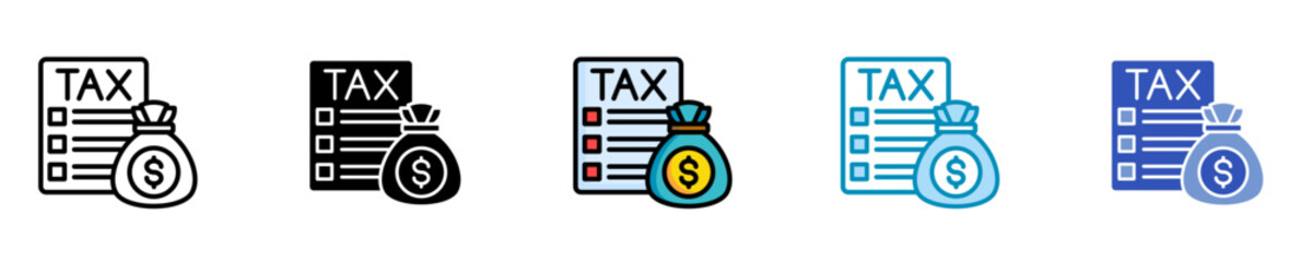 Income Tax  Icon Set Multiple Style Collection