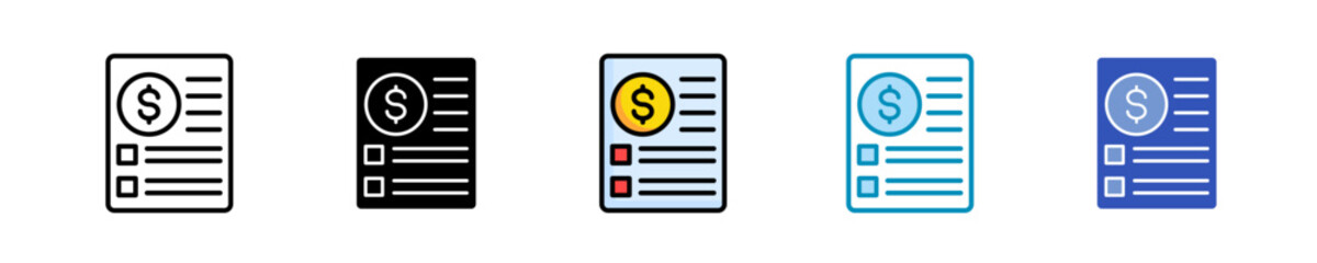 Salary Slip  Icon Set Multiple Style Collection
