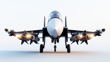 Fototapeta premium AI-driven missile targeting system isolated on white background