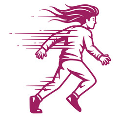 Fototapeta premium Dynamic illustration of a person in motion running and achieving goals against white backdrop