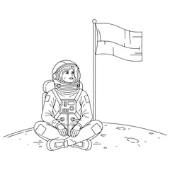 Artistic Space Explorer Astronaut Lineart – Astronaut Vector Illustration with Smooth Futuristic Style – Astronaut Drawing – Line Art Drawing of Astronaut – Astronaut Icon